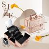 imageFRENESSA Makeup Case 118 Inch Makeup Organizer Case Large Cosmetic Box with Mirror Portable 3 Trays Travel Storage Box for Make Up Nail Tech Kits Cosmetology Case 3D Rose Gold Floral3D Rose Gold Floral