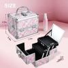 imageFRENESSA Makeup Case Train Case Portable Makeup Box with Mirror Lock Box Travel Cosmetic Train Cases Hard Makeup Organizer for Nail Craft Storage Vanity Rose GoldPink Plaid