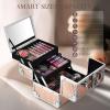 imageFRENESSA Makeup Case Train Case Portable Makeup Box with Mirror Lock Box Travel Cosmetic Train Cases Hard Makeup Organizer for Nail Craft Storage Vanity Rose GoldBeauty Rose Gold