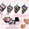 imageFRENESSA Makeup Case Train Case Portable Makeup Box with Mirror Lock Box Travel Cosmetic Train Cases Hard Makeup Organizer for Nail Craft Storage Vanity Rose GoldPink Plaid