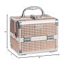imageFRENESSA Makeup Case Train Case Portable Makeup Box with Mirror Lock Box Travel Cosmetic Train Cases Hard Makeup Organizer for Nail Craft Storage Vanity Rose GoldBeauty Rose Gold
