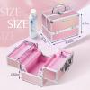 imageFRENESSA Makeup Train Case 885 Inch Portable Makeup Case Organizer Cosmetic Box Make Up Box Makeup Organizer Cosmetic Storage Cases with Locking Nail Kit Organizer Small Travel Case Mermaid PinkPink