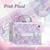 imageFRENESSA Makeup Train Case 885 Inch Portable Makeup Case Organizer Cosmetic Box Make Up Box Makeup Organizer Cosmetic Storage Cases with Locking Nail Kit Organizer Small Travel Case Mermaid PinkPink Plaid