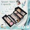 imageFRENESSA Makeup Train Case 885 Inch Portable Makeup Case Organizer Cosmetic Box Make Up Box Makeup Organizer Cosmetic Storage Cases with Locking Nail Kit Organizer Small Travel Case Mermaid PinkShiny Blue