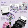 imageFRENESSA Makeup Train Case Makeup Box Organizer Portable Cosmetic Travel Case Makeup Case with Mirror Locking Make Up Cases Organizers and Storage for Nail Supplies Hard Cosmetic Box Shiny PinkPurple