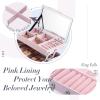 imageFRENESSA Makeup Train Case Makeup Box Organizer Portable Cosmetic Travel Case Makeup Case with Mirror Locking Make Up Cases Organizers and Storage for Nail Supplies Hard Cosmetic Box Shiny PinkShinny Pink