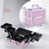 imageFRENESSA Makeup Train Case Makeup Case 118 Inch Large Cosmetic Box Organizer Travel Storage Professional Make Up Train Carrying Case with 6 Trays Locking Hard Vanity Storage BlackPink