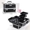 imageFRENESSA Makeup Train Case Makeup Case 118 Inch Large Cosmetic Box Organizer Travel Storage Professional Make Up Train Carrying Case with 6 Trays Locking Hard Vanity Storage BlackBlack