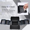 imageFRENESSA Makeup Train Case Makeup Case 118 Inch Large Cosmetic Box Organizer Travel Storage Professional Make Up Train Carrying Case with 6 Trays Locking Hard Vanity Storage BlackDark Black