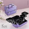 imageFRENESSA Makeup Train Case Makeup Case 118 Inch Large Cosmetic Box Organizer Travel Storage Professional Make Up Train Carrying Case with 6 Trays Locking Hard Vanity Storage BlackPurple