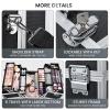 imageFRENESSA Makeup Train Case Makeup Case 126 Inch Large Cosmetic Box Organizer Travel Storage Professional Make Up Train Carrying Case with 6 Trays Locking Shoulder Strap Hard Vanity Storage BlackBlack
