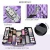 imageFRENESSA Makeup Train Case Makeup Case 126 Inch Large Cosmetic Box Organizer Travel Storage Professional Make Up Train Carrying Case with 6 Trays Locking Shoulder Strap Hard Vanity Storage PurplePurple
