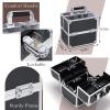 imageFRENESSA Makeup Train Case Makeup Case Travel Cosmetic Box Organizer Portable Make Up Box with Dividers Lockable for Artist Nail Sewing Vanity Storage Makeup Travel Case Rose GoldBlack