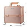 imageFRENESSA Makeup Train Case Makeup Case Travel Cosmetic Box Organizer Portable Make Up Box with Dividers Lockable for Artist Nail Sewing Vanity Storage Makeup Travel Case Rose GoldRose Gold