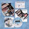 imageFRENESSA Makeup Train Case Makeup Case Travel Cosmetic Box Organizer Portable Make Up Box with Dividers Lockable for Artist Nail Sewing Vanity Storage Makeup Travel Case Rose GoldWhite Marble