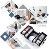 imageFRENESSA Makeup Train Case Makeup Organizer Box Portable Cosmetic Travel Case with Lock 4 Trays Aluminum Hard Vanity Box Make Up Artist Nail Beauty Storage Organizer Cosmetic Suitcase Bright SilverMedium Silver