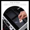 imageFRENESSA Makeup Train Case Makeup Organizer Box Portable Cosmetic Travel Case with Lock 4 Trays Aluminum Hard Vanity Box Make Up Artist Nail Beauty Storage Organizer Cosmetic Suitcase Bright SilverNatural Floral Black