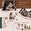 imageFRENESSA Makeup Train Case Makeup Organizer Box Portable Cosmetic Travel Case with Lock 4 Trays Aluminum Hard Vanity Box Make Up Artist Nail Beauty Storage Organizer Cosmetic Suitcase Bright SilverRose Gold Floral
