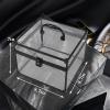 imageFRENESSA Portable Makeup Case Clear Crown Box Cosmetics Display Case Toiletry Organizer Box Transparent Acrylic Artists Train Case Travel Makeup Tools Storage for Vanity Bathroom Counter Dresser CaseLarge Black