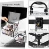 imageFRENESSA Portable Makeup Case Clear Crown Box Cosmetics Display Case Toiletry Organizer Box Transparent Acrylic Artists Train Case Travel Makeup Tools Storage for Vanity Bathroom Counter Dresser CaseLarge Black