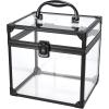 imageFRENESSA Portable Makeup Case Clear Crown Box Cosmetics Display Case Toiletry Organizer Box Transparent Acrylic Artists Train Case Travel Makeup Tools Storage for Vanity Bathroom Counter Dresser CaseBlack