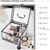 imageFRENESSA Portable Makeup Case Clear Crown Box Cosmetics Display Case Toiletry Organizer Box Transparent Acrylic Artists Train Case Travel Makeup Tools Storage for Vanity Bathroom Counter Dresser CaseLarge Black