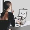 imageFRENESSA Portable Makeup Case Clear Crown Box Cosmetics Display Case Toiletry Organizer Box Transparent Acrylic Artists Train Case Travel Makeup Tools Storage for Vanity Bathroom Counter Dresser CaseLarge Black