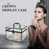 imageFRENESSA Portable Makeup Case Clear Crown Box Cosmetics Display Case Toiletry Organizer Box Transparent Acrylic Artists Train Case Travel Makeup Tools Storage for Vanity Bathroom Counter Dresser CaseLarge Black