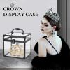 imageFRENESSA Portable Makeup Case Clear Crown Box Cosmetics Display Case Toiletry Organizer Box Transparent Acrylic Artists Train Case Travel Makeup Tools Storage for Vanity Bathroom Counter Dresser CaseBlack