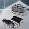 imageFRENESSA Portable Makeup Case Cosmetics Display Toiletry Organizer Box Transparent Acrylic Artists Train Case with 4 Trays Travel Makeup Tools Storage for Vanity Counter Dresser Organizer BlackBlack 4 Trays