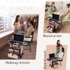 imageFRENESSA Professional Rolling Makeup Case Aluminum Trolley Train Case with 360 Swivel Wheels for Makuep Artist Travel Cosmetic Organizer with Sliding Drawers for Nail Tech Hairstylist Barber BlackRose Gold