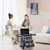 imageFRENESSA Professional Rolling Makeup Case Aluminum Trolley Train Case with 360 Swivel Wheels for Makuep Artist Travel Cosmetic Organizer with Sliding Drawers for Nail Tech Hairstylist Barber BlackBlack