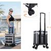 imageFRENESSA Professional Rolling Makeup Case Aluminum Trolley Train Case with 360 Swivel Wheels for Makuep Artist Travel Cosmetic Organizer with Sliding Drawers for Nail Tech Hairstylist Barber BlackBlack