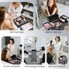 imageFRENESSA Rolling Makeup Train Case Cosmetology Case on Wheels 5 in 1 Makeup Case with Lid Rolling Large Make Up Organizer for Artist Barber Salon Nail Teach Kits Professional Cosmetic Box GreyGrey
