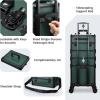 imageFRENESSA Rolling Makeup Train Case Cosmetology Case on Wheels 5 in 1 Makeup Case with Lid Rolling Large Make Up Organizer for Artist Barber Salon Nail Teach Kits Professional Cosmetic Box GreyDark Green