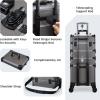 imageFRENESSA Rolling Makeup Train Case Cosmetology Case on Wheels 5 in 1 Makeup Case with Lid Rolling Large Make Up Organizer for Artist Barber Salon Nail Teach Kits Professional Cosmetic Box GreyGrey