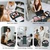imageFRENESSA Rolling Makeup Train Case Cosmetology Case on Wheels 5 in 1 Makeup Case with Lid Rolling Large Make Up Organizer for Artist Barber Salon Nail Teach Kits Professional Cosmetic Box GreyDark Green