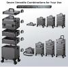 imageFRENESSA Rolling Makeup Train Case Cosmetology Case on Wheels 5 in 1 Makeup Case with Lid Rolling Large Make Up Organizer for Artist Barber Salon Nail Teach Kits Professional Cosmetic Box GreyGrey
