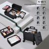 imageFRENESSA Rolling Makeup Train Case Cosmetology Case on Wheels 5 in 1 Makeup Case with Lid Rolling Large Make Up Organizer for Artist Barber Salon Nail Teach Kits Professional Cosmetic Box GreyBlack