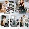 imageFRENESSA Rolling Makeup Train Case Cosmetology Case on Wheels 5 in 1 Makeup Case with Lid Rolling Large Make Up Organizer for Artist Barber Salon Nail Teach Kits Professional Cosmetic Box GreyGreen