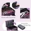 imageFRENESSA Rolling Nail Case Wheeled Manicure Storage Case Polish Organizer Professional Makeup Trolley for Studio or Travelling Nail Technician Artists Cosmetologist Stylist  Vegan LeatherPurple