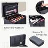 imageFRENESSA Rolling Nail Case Wheeled Manicure Storage Case Polish Organizer Professional Makeup Trolley for Studio or Travelling Nail Technician Artists Cosmetologist Stylist  Vegan LeatherBlack Large