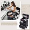 imageFRENESSA Rolling Nail Case Wheeled Manicure Storage Case Polish Organizer Professional Makeup Trolley for Studio or Travelling Nail Technician Artists Cosmetologist Stylist  Vegan LeatherBlack Large