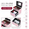 imageFrenessa Makeup Box Makeup Train Case Cosmetic Storage Organzier Nail Polish Box for Makeup Artist Nail Tech Student Craft Cosmetology Case with Mirror Drawer and Dividers Manicure Organizer Travel