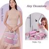 imageFrenessa Makeup Case Makeup Box Cosmetic Organizer Case Portable Make Up Artist Travel Case Storage Box 4 Trays with Dividers Lockable Hard Train Case Nail Tech Supply Storage Mermaid PinkPink
