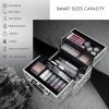 imageFrenessa Makeup Case Makeup Box Cosmetic Organizer Case Portable Make Up Artist Travel Case Storage Box 4 Trays with Dividers Lockable Hard Train Case Nail Tech Supply Storage Mermaid PinkSilver