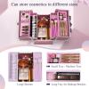 imageFrenessa Makeup Case Makeup Box Cosmetic Organizer Case Portable Make Up Artist Travel Case Storage Box 4 Trays with Dividers Lockable Hard Train Case Nail Tech Supply Storage Mermaid PinkPink