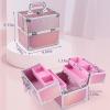 imageFrenessa Makeup Case Makeup Box Cosmetic Organizer Case Portable Make Up Artist Travel Case Storage Box 4 Trays with Dividers Lockable Hard Train Case Nail Tech Supply Storage Mermaid PinkPink