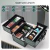 imageFrenessa Makeup Case Makeup Box Cosmetic Organizer Case Portable Make Up Artist Travel Case Storage Box 4 Trays with Dividers Lockable Hard Train Case Nail Tech Supply Storage Mermaid PinkVintage Dark Green
