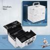 imageFrenessa Makeup Train Case Cosmetic Organizer Case Professional Makeup Storage Box 4 Trays with Divider Lockable Travel Case Portable Travel Makeup Box for Makeup Artist Carfter Cosmetics BlackWhite Marble